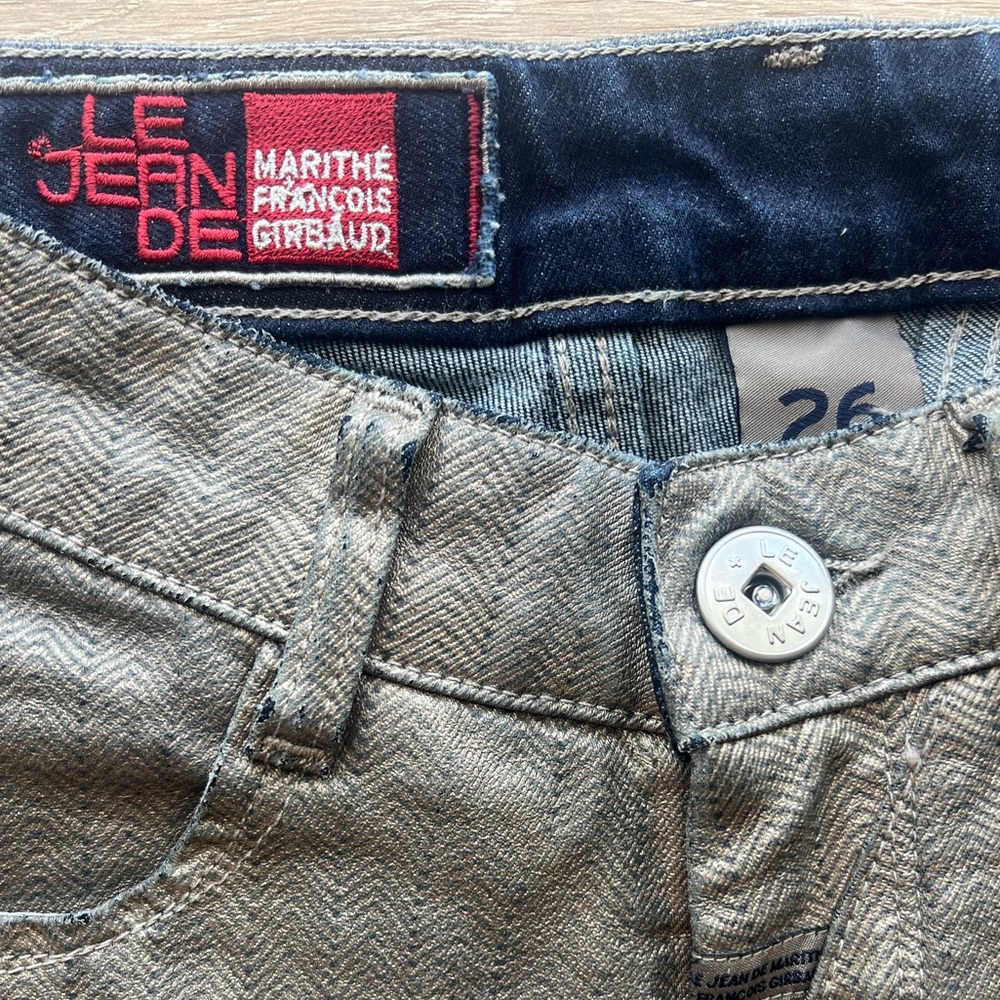 Marithé + François Girbaud Skinny Jeans metallic platinum color W26